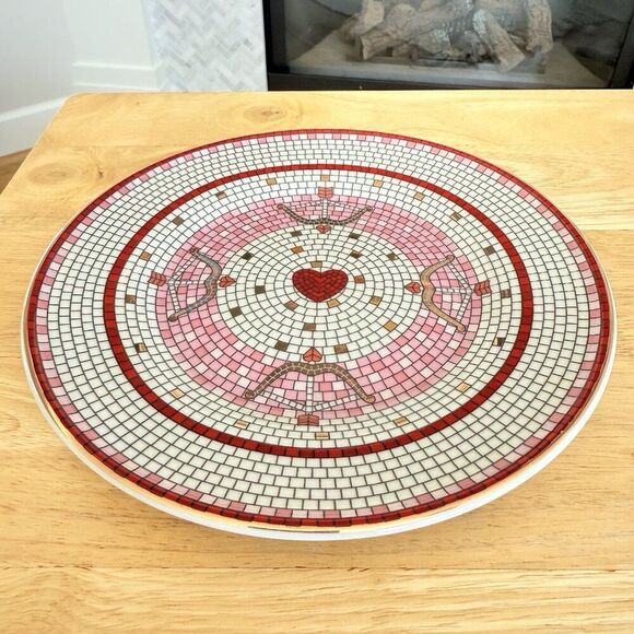 Anthropologie Bistro Tile Valentine’s Dessert Plate 8" Bow & Arrow Stoneware NEW - Picture 9 of 10
